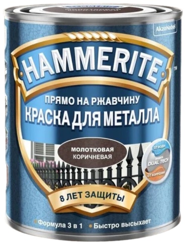 HAMMERITE алкидная для металла 5 л, коричневый цвет