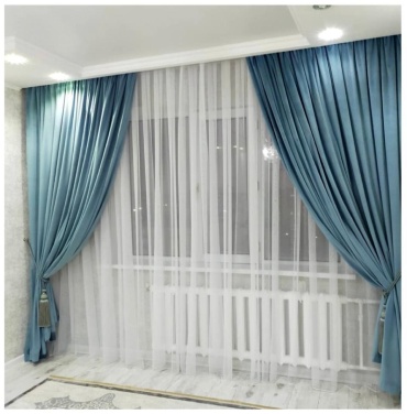 Комплект Sagynysh 600x280 см 2 шт, сетка, велюр, синий