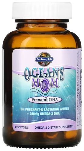 Garden of Life мультивитамины Oceans Mom, Prenatal DHA, Strawberry, 350 mg 30 капсул