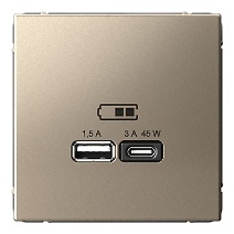 Systeme electric встраиваемая GAL0529, USB-розетка цвет золотистый