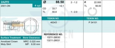 Teikin поршень 46343 STD, 050, 100.