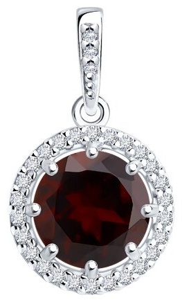 Подвеска Diamant 94-330-02052-2 вес 1.242 г серебро, гранат