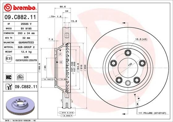 BREMBO Тормозной Диск 09C88211