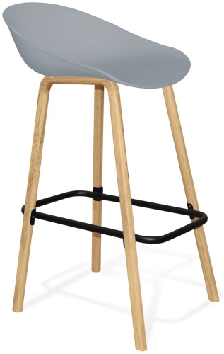 Барный стул ТЭТАХОУМ ST19/S94 серый/прозрачный лак/черный муар, 89x45x48 см, серый, коричневый