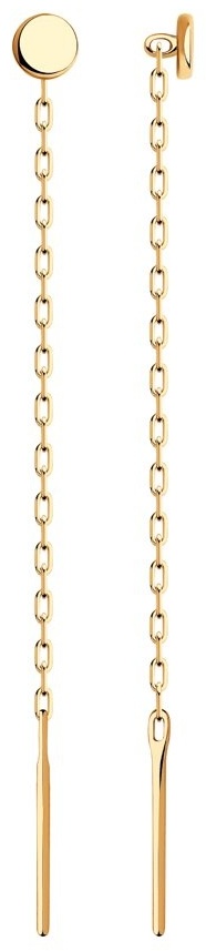 Серьги-цепочки Diamant 51-123-00727-1 вес 0.56 г золото, без вставок
