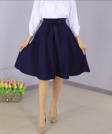 Юбка трапеция, широкая юбка Rayana синий
