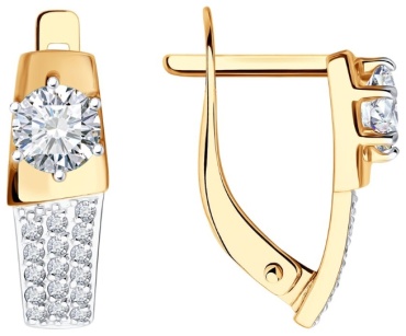 Серьги Diamant 51-120-02193-1 вес 2.43 г золото, фианит