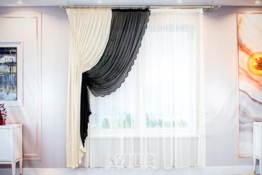 Тюль Ажур 490x260 см 3 шт, сетка, белый, черный