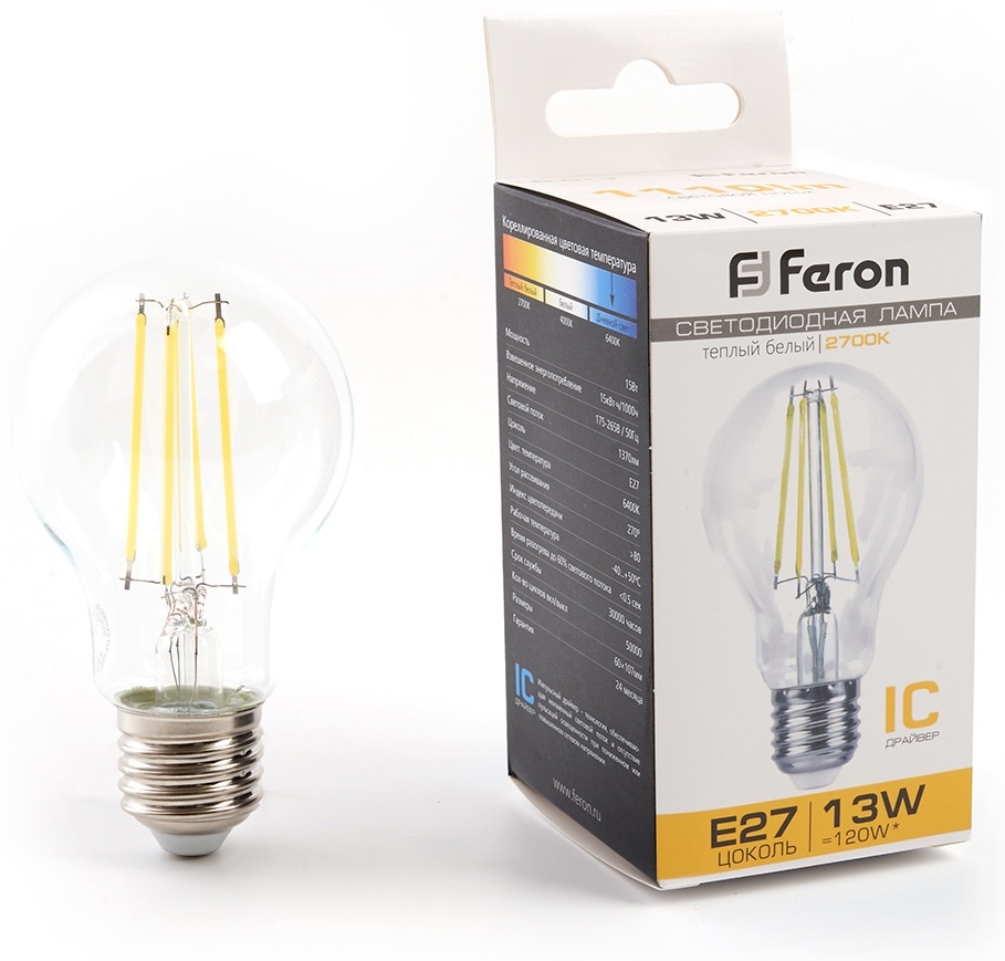 Feron 13W E27, светодиодная, теплый белый