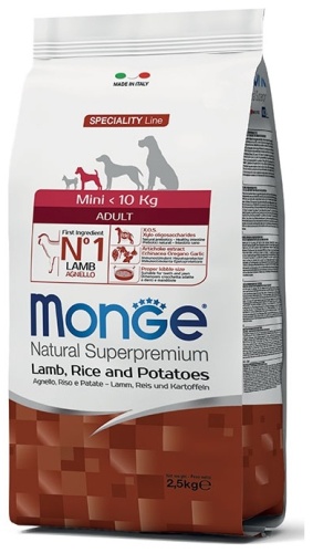 Monge Mini Adult Ягненок с рисом и картофелем для взрослых мелких пород 2.5 кг