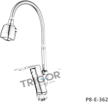 Смеситель с гибким изливом TRIGOR P8-E-362, силумин, цвет хром