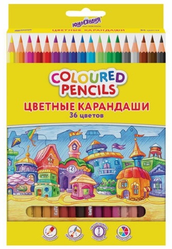 Цветной карандаш ЮНЛАНДИЯ форма шестигранная 36 шт