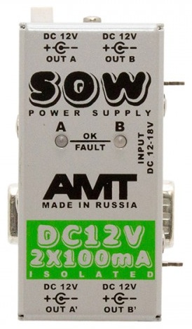 Блок питания AMT для электрогитары, для бас-гитары SOW PS-2 DC-12V 2x100mA