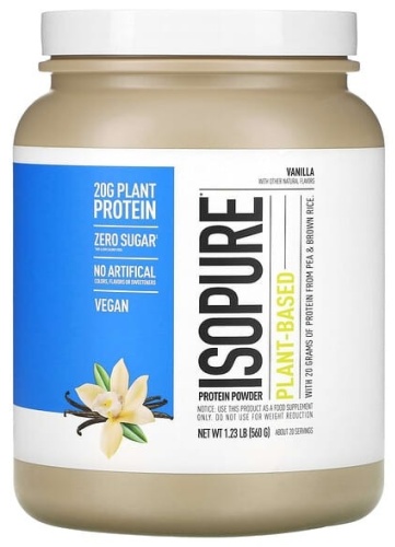 Isopure, Протеиновый порошок на растительной основе, ваниль, 560 г (1,23 фунта)
