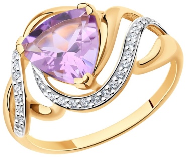 LUXOR JEWELRY 714724 19 размер 19 вес 2.33 г золото, аметист, фианит