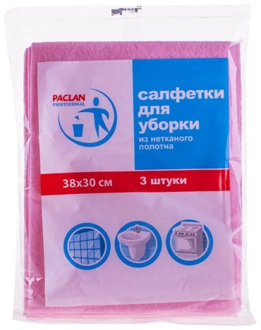 Тряпка для зеркал и стекол, для мебели, для металлических поверхностей, для сантехники, для стеклокерамики, универсальная Paclan Paclan Professional универсальная салфетка 38x30 см, 3 шт 3 шт, вискоза