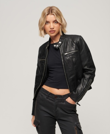 Кожаная куртка Superdry черный