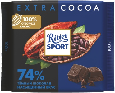 Ritter Sport Extra Cocoa 74% шоколадная плитка темный 100 г