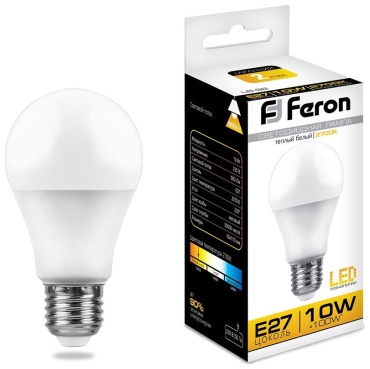Feron 10W E27, светодиодная, теплый белый