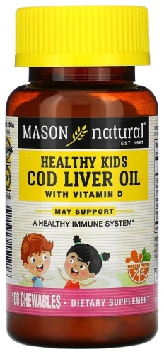 Mason Natural жир печени трески с витамином D 100 таб