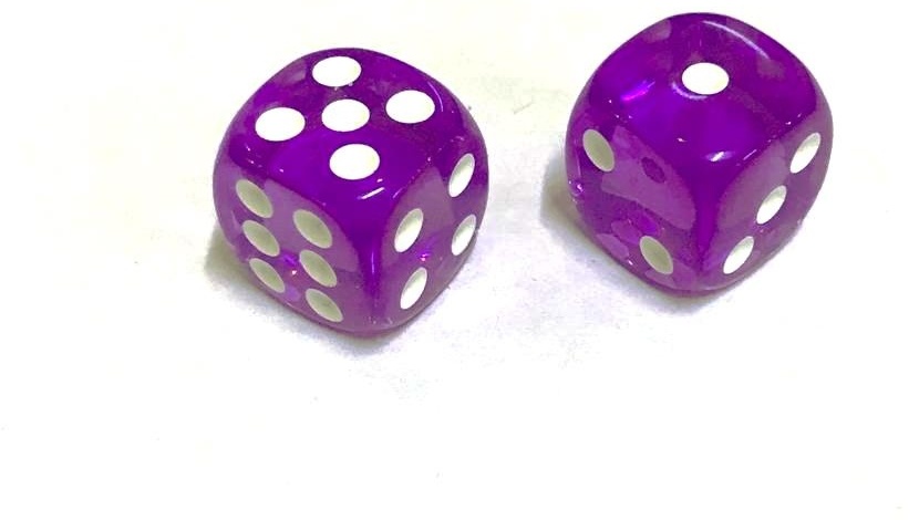 Игральный кубик классический 2 шт, фиолетовый