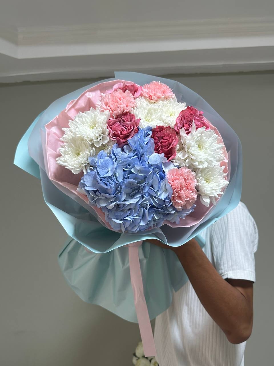 Купить Chloe flowers Букет Зефирка гортензия, диантус, хризантема ...