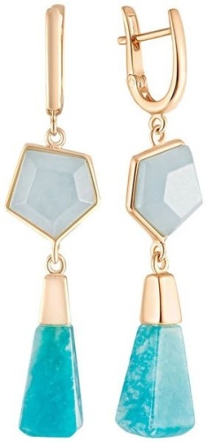 Серьги kari jewelry 098002I0 вес 10.32 г серебро, амазонит, аквамарин