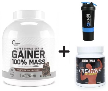 Optimum System Muscleman Creatine 100% Monohydrate + Muscleman Creatine 100% Monohydrate + шейкер Шоколад 3000 г