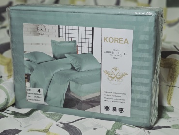 Комплект Korea Line 2-спальный страйп-сатин, 2 наволочки: 55x80 см