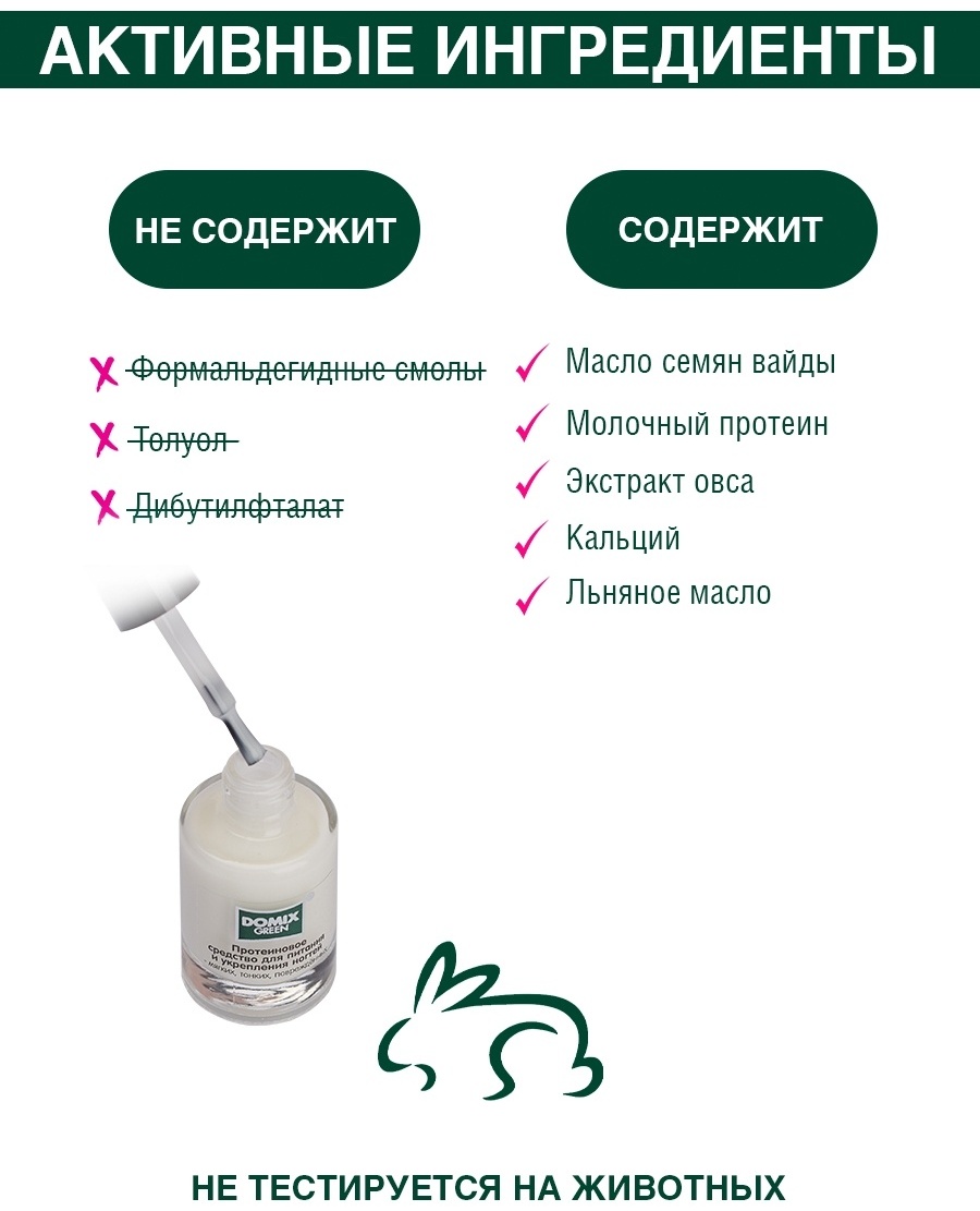 Domix Green Professional лак Green Протеиновый 11 мл
