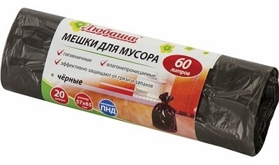 ЛЮБАША Мешки для мусора 605331 60 л 20 шт