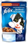 Felix кусочки в желе индейка, печень 75 г 26 шт