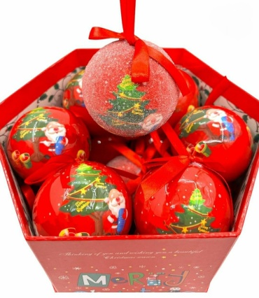 Merry Christmas шар пластик 14 шт, красный, алый, зеленый