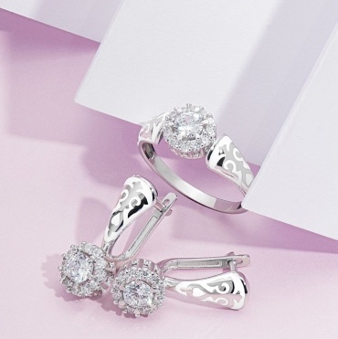 Balausa Jewelry E225(1) вес 7 г серебро, фианит, эмаль