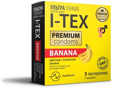 Презервативы I-TEX с ароматом банана 3 шт