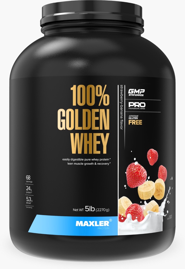 Протеин Maxler 100% Gоden Whey банан, клубника 2270 г