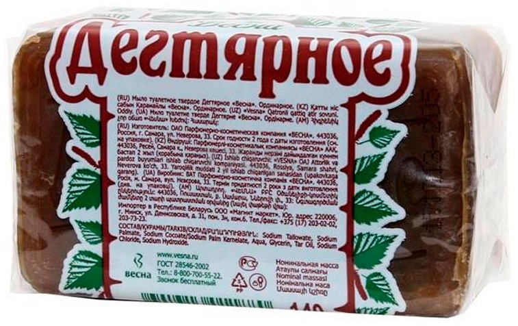 Кусковое мыло дегтярное Весна 140 г