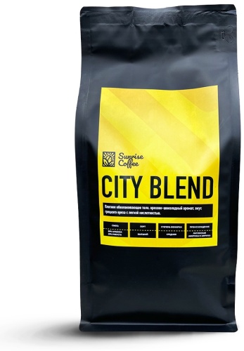 Кофе Sunrise Coffee City blend 80/20 средней обжарки, в зернах 500 г