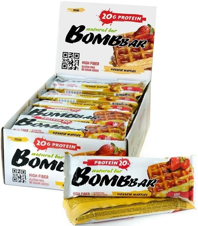 Купить BombBar Протеиновый батончик Венские вафли 20 батончиков в ...