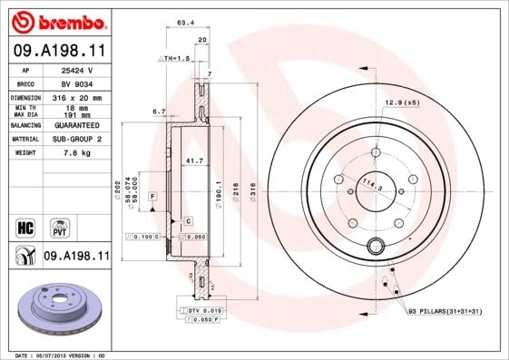 BREMBO Тормозной Диск 09A19811