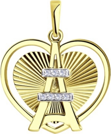 Подвеска Diamant 53-130-00677-1 вес 1.93 г золото, фианит