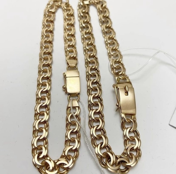 KHAN ZOLOTO KHZ208001 длина 20 см, вес 8 г золото, плетение бисмарк