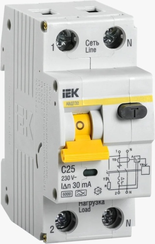 Дифференциальный автомат IEK C 25 30 мА класс A