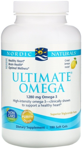 Nordic Naturals Ultimate Omega со вкусом лимона 1280 мг 180 капсул