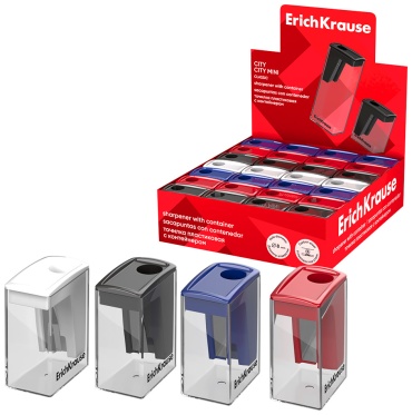Точилка ручная Erich Krause City Mini, Classic 60018, 1 шт, мультиколор, прозрачный