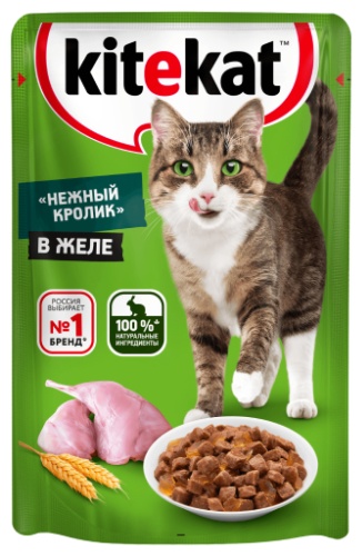 Корм Kitekat кусочки в желе кролик 85 г