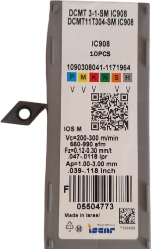 Токарная пластина DCMT11Т304-SM IC908, 10 шт