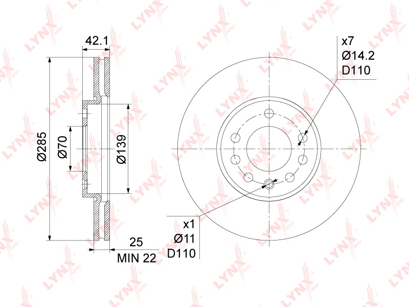 Диски LYNXauto передние BN1122
