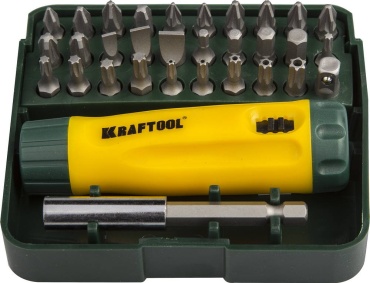 Kraftool отвертка 6142-H32 с битами и адаптером, 32 предмета