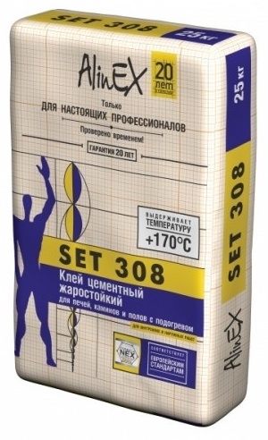 AlinEX Set 308 клей цементный жаростойкий, 25 кг